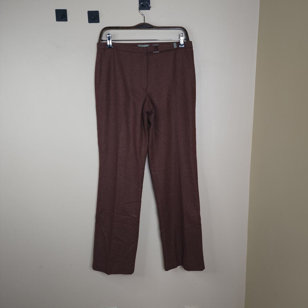 Vintage J. Crew Mid-rise Wide Leg Trousers in Brown Herringbone Print Size 6